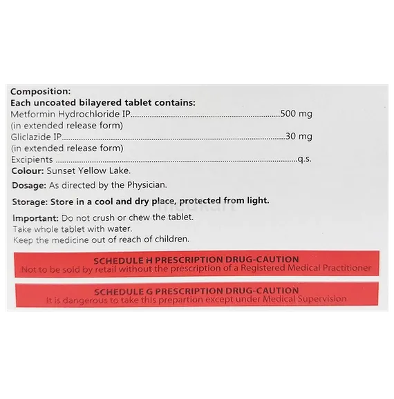 glizid m xr 30mg tablet 10's